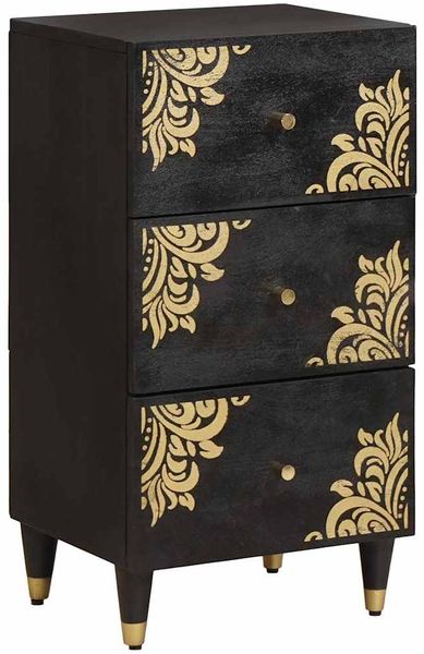 Sideboard, Kommode mit Regal Schwarz 40 x 33 x 75 cm Massivholz Mango j2050p Bild 2