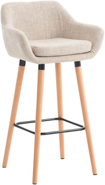 Barhocker mit Lehne Creme VILO - Stoffbezug, 99x55x46cm Barhocker mit Lehne Tresenhocker Barstuhl Küchenhocker Thekenhocker hoher Stuhl