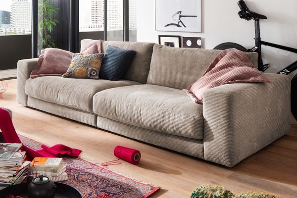 KAWOLA Sofa MADELINE 3-Sitzer Cord taupe 85 x 127 x 290 cm