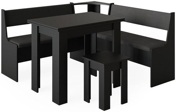Eckbankgruppe Roman Schwarz 150 x 150 cm mit Tisch Vicco