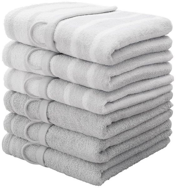 OTTO home Handtücher Finn, Walkfrottee (6-St), im 6 teiligen Set, Uni- und gestreiftes Design aus 100% Baumwolle