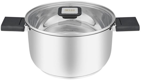 RESTO Kitchenware Kochtopf Anser, energiesparend und spülmaschinenfest, im Geschenkkarton, Edelstahl 18/10 (2-tlg), Geeignet für alle Herdarten, auch Induktion, mit klappbaren Griffen