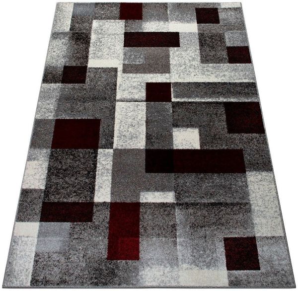 OTTO home Teppich Corine, rechteckig, Höhe: 9 mm, mit besonders weichem Flor, Kurzflor, modernes Karo-Design