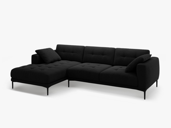 Micadoni Ecksofa Bemy 3-Sitzer Links Samt Schwarz Bild 2