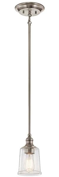 Hängeleuchte, Deckenlampe, Stahl Glas, Zinn, D 12,7 cm