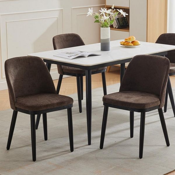 GarveeMore Esszimmerstuhl 2er-Set,Leinen gepolsterter Esszimmerstuhl mit Holzbeinen,Ohrensessel, Küchenstühle mit dicken Kissen für Esszimmer, Wohnzimmer