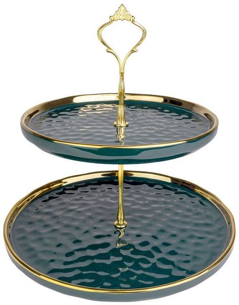 Intirilife Etagere, Porzellan, (2-tlg), Etagere 2 Etagen Porzellan Cupcake Tortenständer Gebäckständer