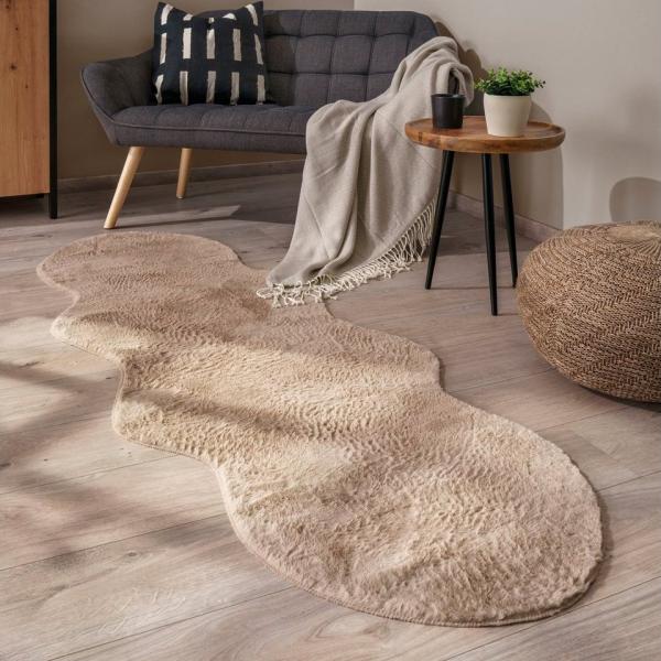 Paco Home Fellteppich Pelt 640, fellförmig, Höhe: 16 mm, Kunstfell, Uni Farben, sehr weicher Flor