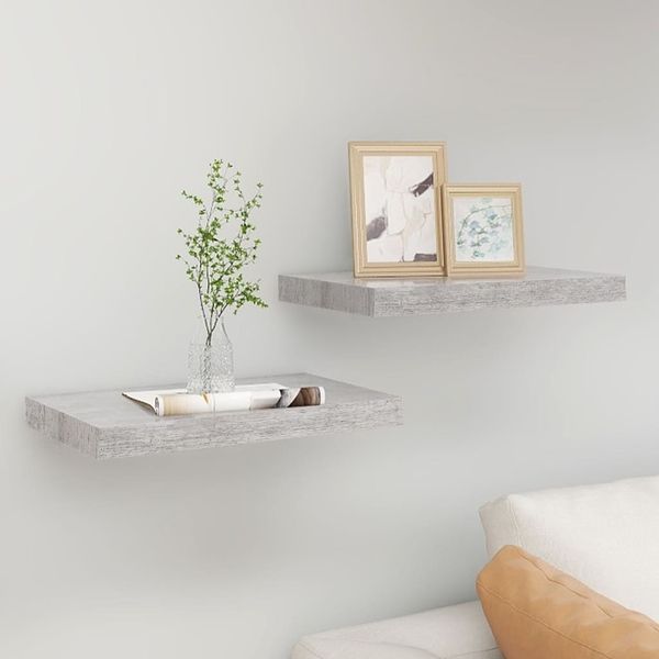 vidaXL Schweberegale 2 Stk. Betongrau 50x23x3,8 cm MDF 326595