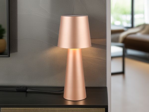 Große Tischleuchte NUBIAN aus Metall Coffeefarbig, Höhe 40cm