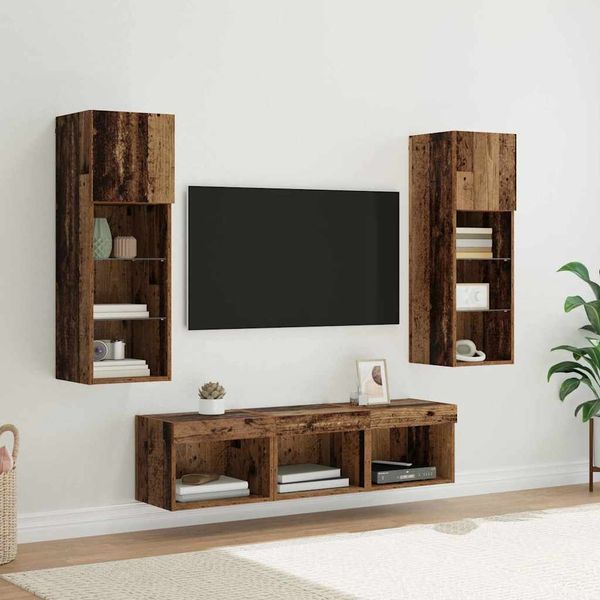 vidaXL TV-Wandgeräte 5 pcs Schwarz Eichen-Optik Holzwerkstoff 3402923