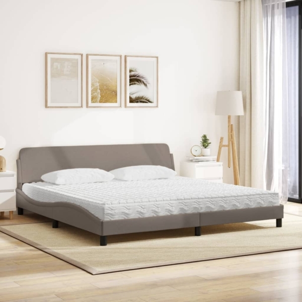 vidaXL Bett mit Matratze "Dover" Taupe 200x200 cm Stoff 3208468 Bild 2