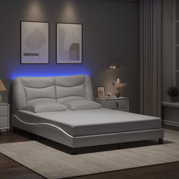 vidaXL Bettgestell mit LED ohne Matratze "Hvar" Weiß 140x200 cm 3213935