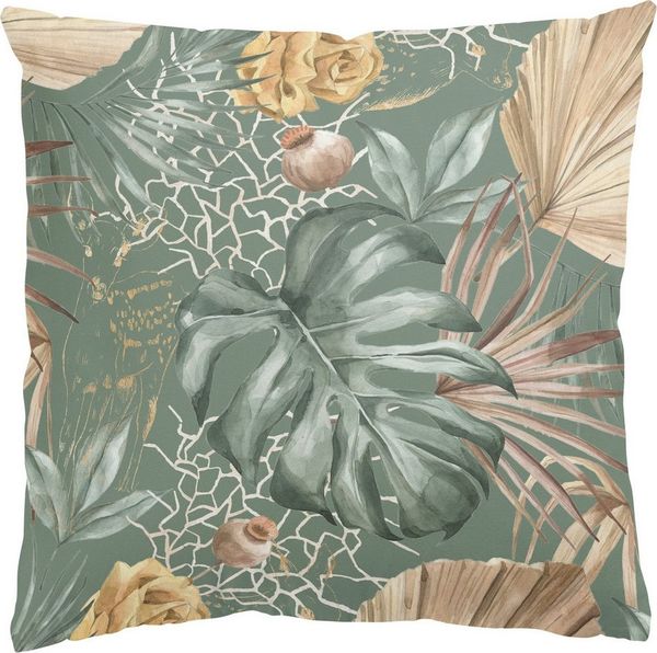 Bilderdepot24 Dekokissen drinnen Kissenhülle/ Sofakissen/ Zierkissen Kissenhülle grün Muster Il, Bezug Aquarell mit / ohne Füllung Zierkissen Outdoor Sofa Bett