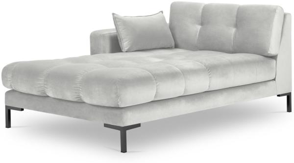 Micadoni Recamiere Mamaia 1-Sitzer Links Samt Bluvel Silber schwarze Beine
