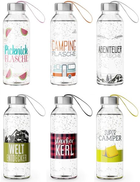 Auswahl La Vida Trinkflasche 400ml Wasserflasche Glasflasche Camping Flasche