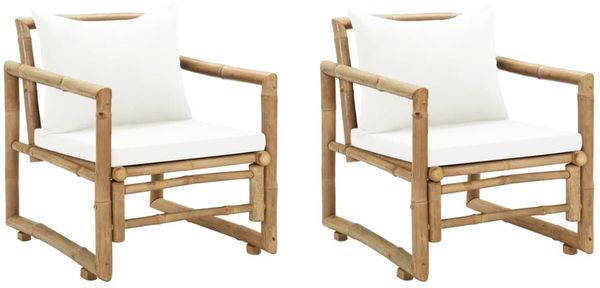 vidaXL Gartenstühle 2 Stk. mit Polstern und Kissen Bambus 43158