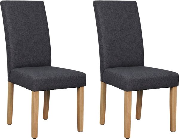 byLIVING Esszimmerstuhl 2er Set Elias/Webstoff dunkelgrau/Gestell Massivholz schwarz/B 47, H 99,5, T 60 cm