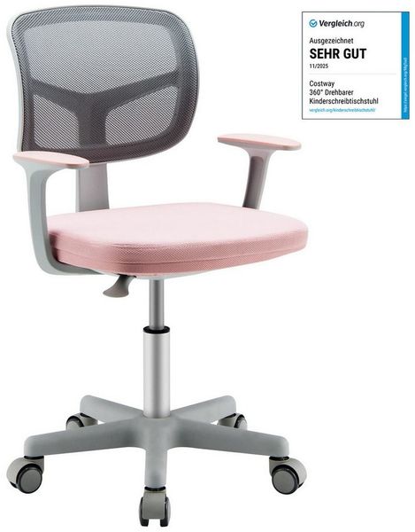 COSTWAY Schreibtischstuhl Kinder, Drehstuhl höhenverstellbar, von 3-10 Jahre