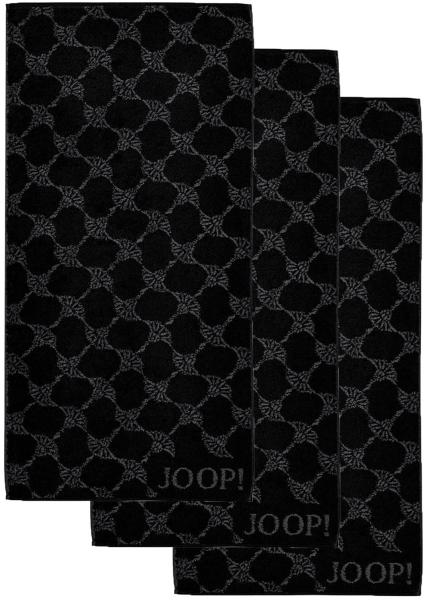 JOOP! Handtuch Classic / Infinity Kollektion, 3er Pack - Walkfrottier Schwarz Cornflower 50x100cm