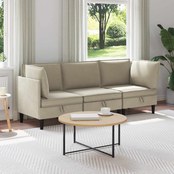 vidaXL Wohnzimmergarnitur 3 pcs Sand Stoff 3413788