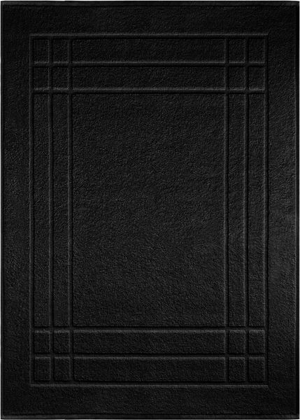 Lashuma Badematte Pure, Höhe 5 mm, schnell trocknend, Baumwolle, rechteckig, flauschiger Bad Teppich in schwarz 50x70 cm