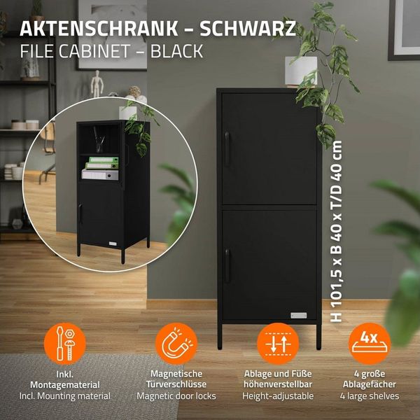 ML-DESIGN Aktenschrank Metallschrank Aufbewahrungsschrank Mehrzweckschrank Werkzeugschrank Stahl Lagerschrank Büroschrank mit 2 Türen & verstellbaren Regalböden