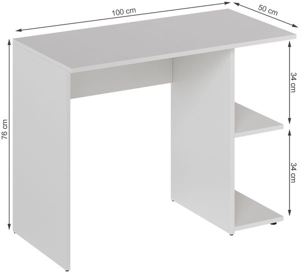 Schreibtisch Simple Weiß 100 x 50 cm Vicco Bild 2
