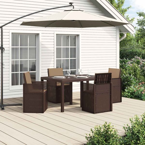vidaXL Garten Essgruppe mit Kissen 5 pcs Braun und Taupe PP 3430061