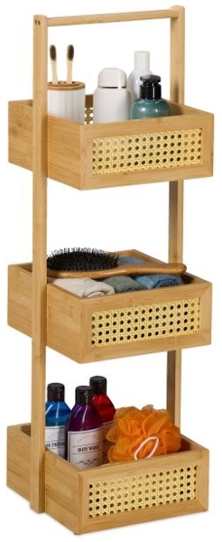 Badregal Bambus & Rattan mit 3 Ablagen 10050606