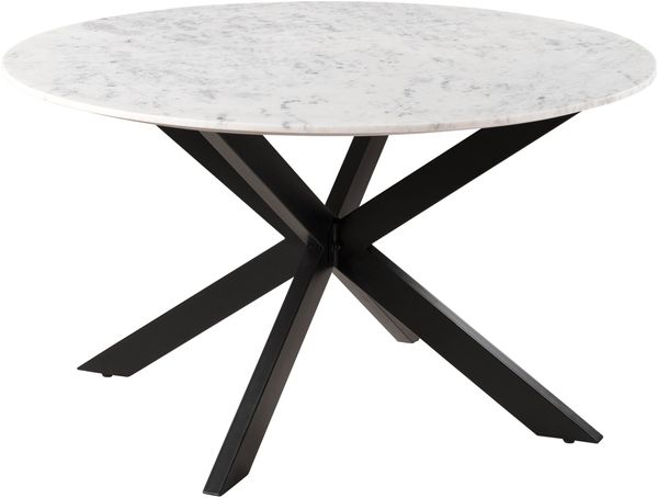 Esstisch rund ⌀ 137 cm Marmor weiß / Kreuzgestell Eisen schwarz BARCELONA #317