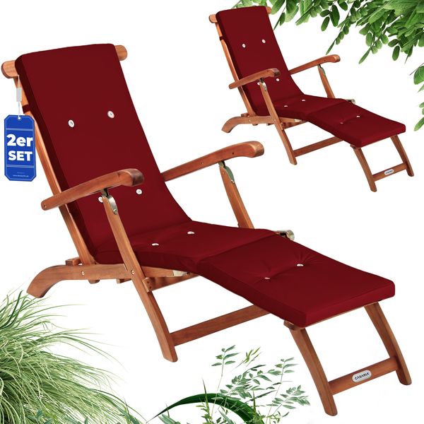 2x Liegestuhl Queen Mary inkl. Auflage Rot