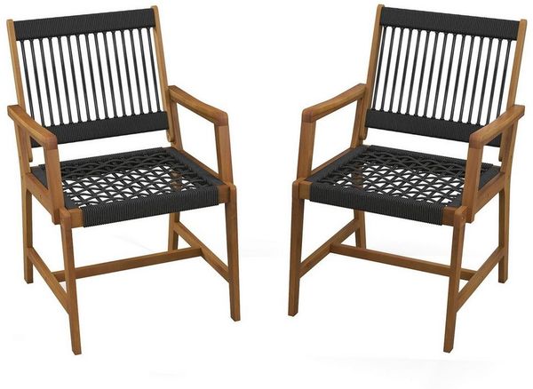 KOMFOTTEU Gartenstuhl Bistrostuhl (2er Set), aus Massivholz bis 160 kg