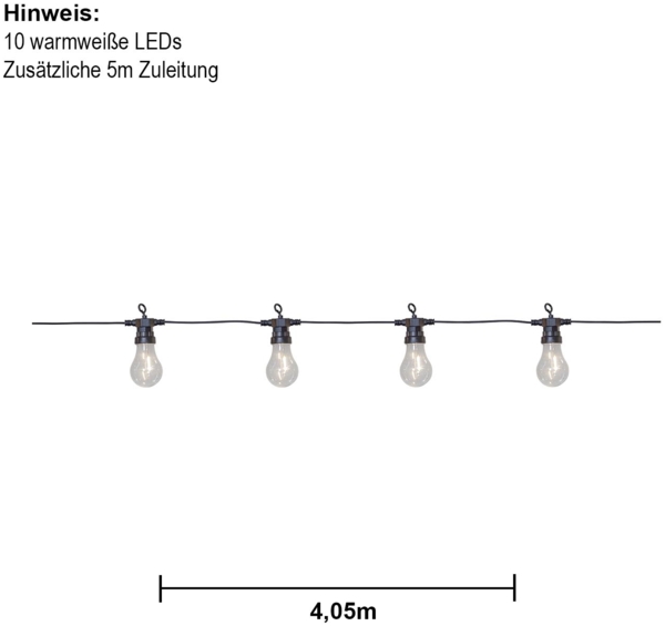LED Party-Lichterkette ,Circus Filament', outdoor, Netzbetrieb, warmweiß, klar, L 405cm Bild 3