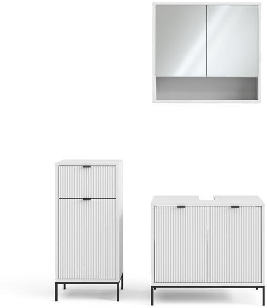 Badmöbel-Set Eliza Weiß 3 Teile, mit Midischrank Vicco