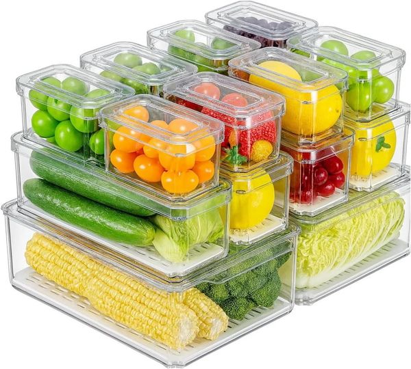 Youyijia Aufbewahrungsbox Generisch Set of 14 Kühlschrank Organizer Stapelbar