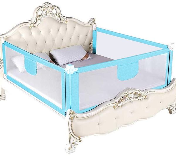 HUOLE Bettgitter, Bettschutzgitter für Kinder, Höhenverstellbares Baby Bettgitter Rausfallschutz, Bettschutzgitter für Kinder & Elternbetten-1,5 m – blau