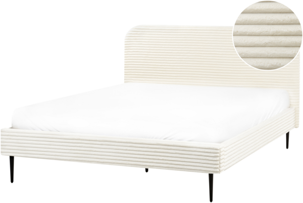 Bett mit Lattenrost Cord FLAYAT 160 x 200 cm Cremeweiß