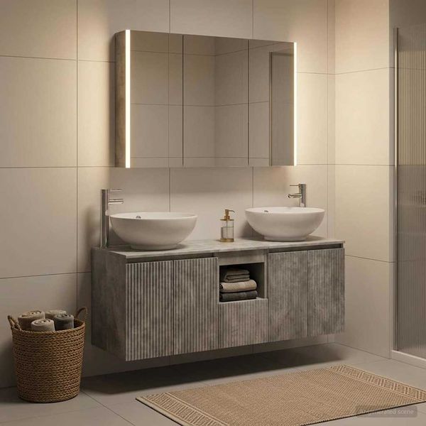 vidaXL Badezimmerschrank-Set 4 pcs Betongrau Holzwerkstoff 3406506