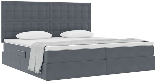 vidaXL Aufbewahrungsbett mit Matratze Dunkelgrau 200 x 200 cm Samt 3372172 Bild 3