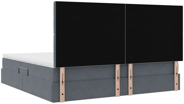 vidaXL Aufbewahrungsbett mit Matratze Dunkelgrau 200 x 200 cm Samt 3372172 Bild 10