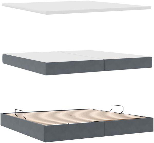 vidaXL Aufbewahrungsbett mit Matratze Dunkelgrau 200 x 200 cm Samt 3372172 Bild 8