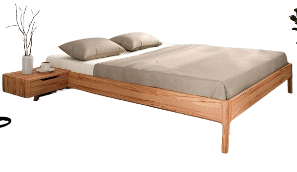 Bett Swig 3 Kernbuche massiv 160x200 cm ohne Kopfteil mit Holzbeinen