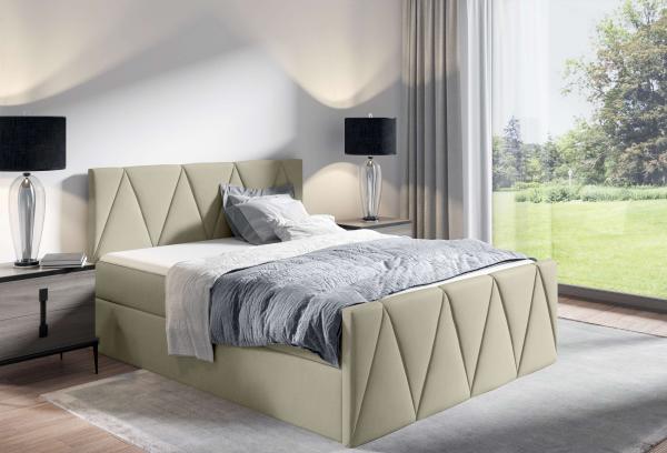 99rooms Ilsa Boxspringbett 140x200 cm Strukturstoff INARI Beige