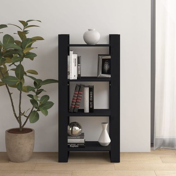 vidaXL Bücherregal/Raumteiler Schwarz 60x35x125 cm Massivholz 813888