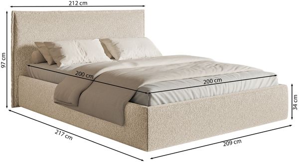 Selsey 'Softie Slim' Polsterbett 200×200 mit Lattenrost, Chenille, hellgrau Bild 4