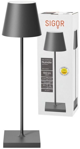 SIGOR LED Tischleuchte Akku-Tischleuchte, Dimmbar, LED fest integriert, Warmweiß