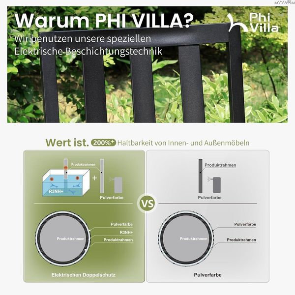 PHI VILLA Gartenmöbel Set 6 Stühle Tisch Wetterfest Gartengarnitur 6 Personen Bild 3