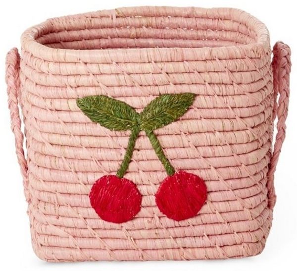 rice Aufbewahrungskorb Raffia Aufbewahrungskorb Rosa Kirsch-Design handgefertigt 20x20x20