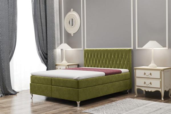 Boxspringbett Schlafzimmerbett ESME 160x200cm in Stoff Riviera Olive